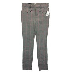 GAP Pants Women's 00 Plaid Gray Pink Signature Skinny‎ Ankle NWT Check Trousers